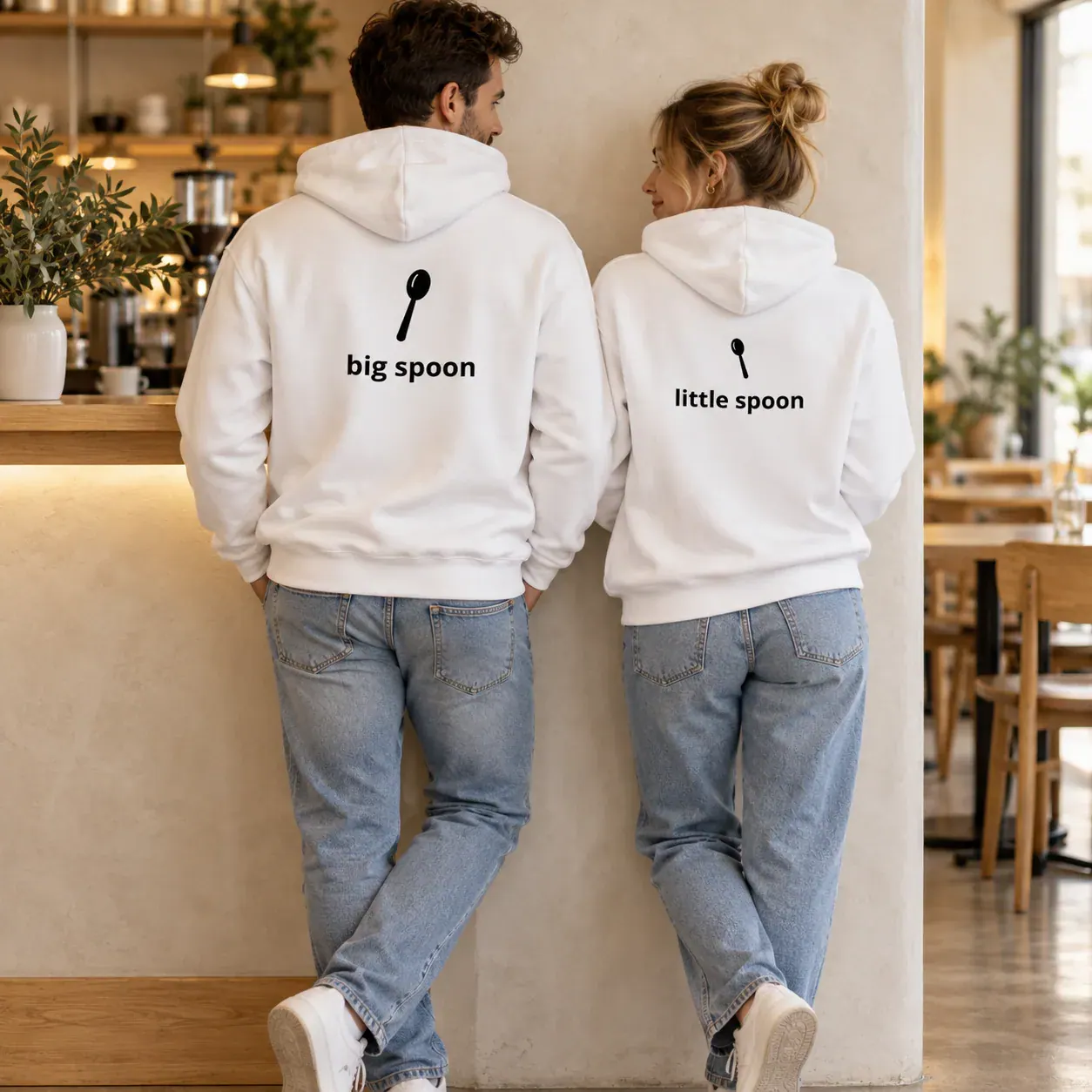 Big Spoon & Little Spoon · Duks, bijela boja — leaning wall
