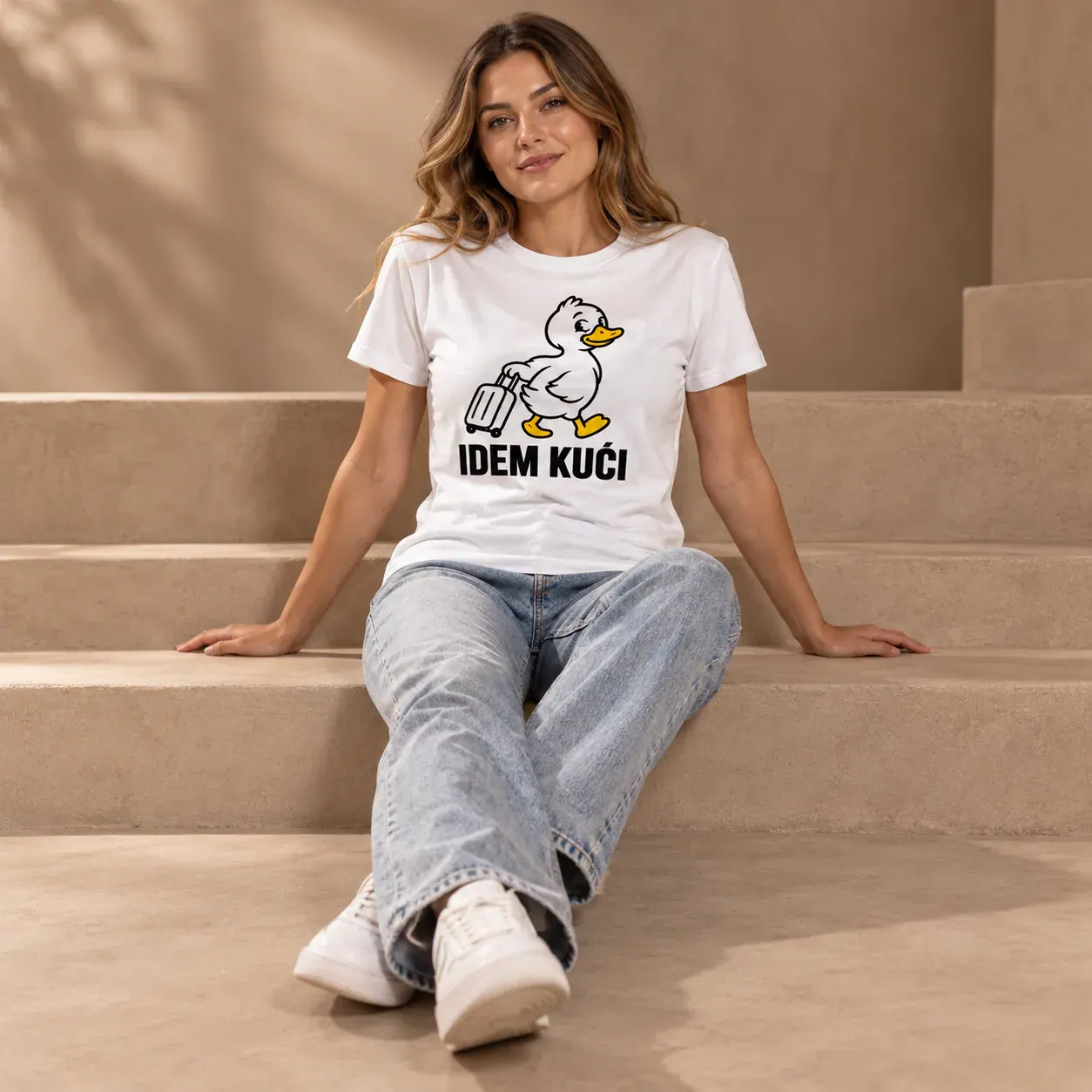 Idem kući · Majica, bijela boja — sit steps