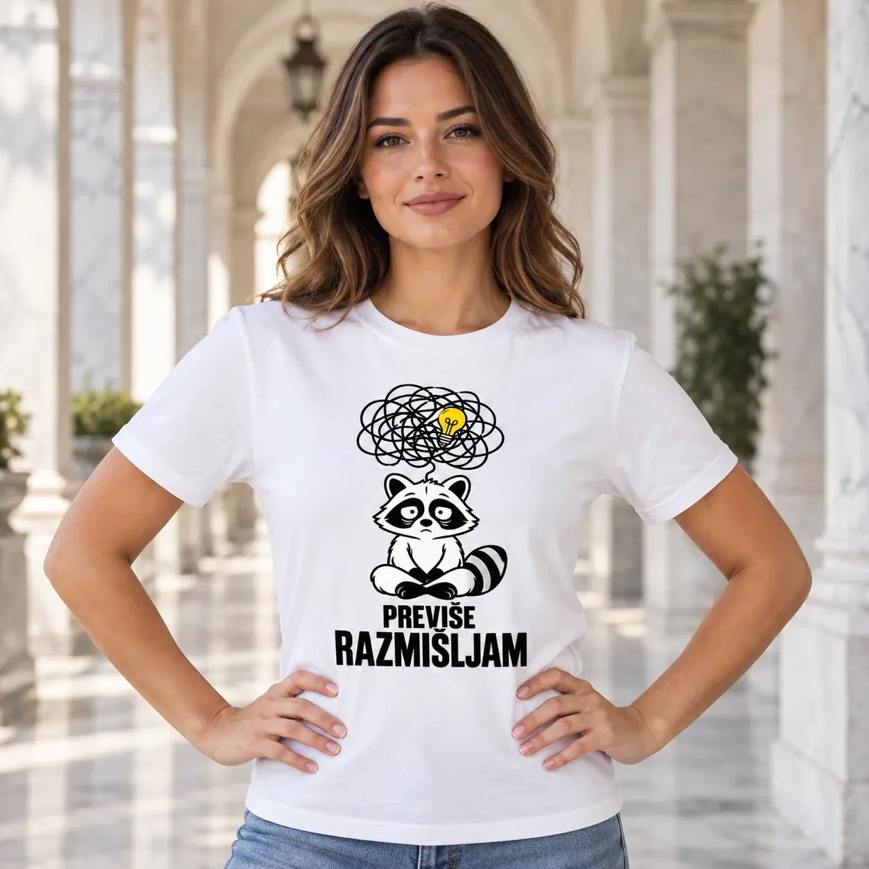 Previše razmišljam · Majica, bijela boja — hands hips