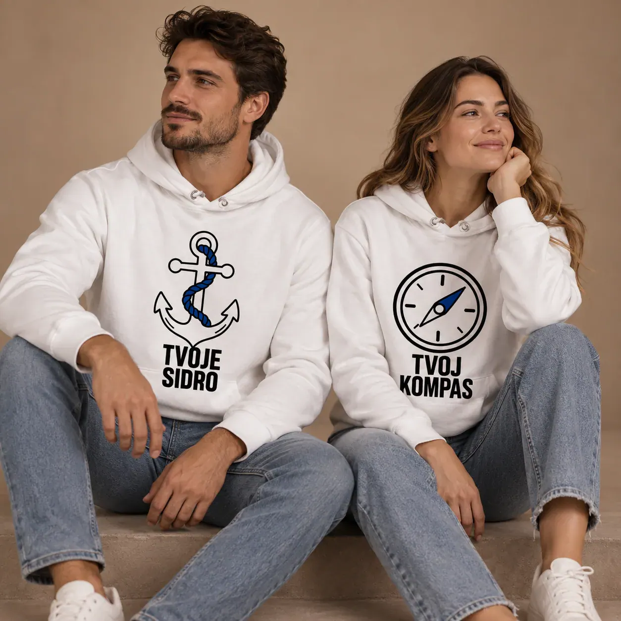 Sidro i kompas · Duks, bijela boja — walking together