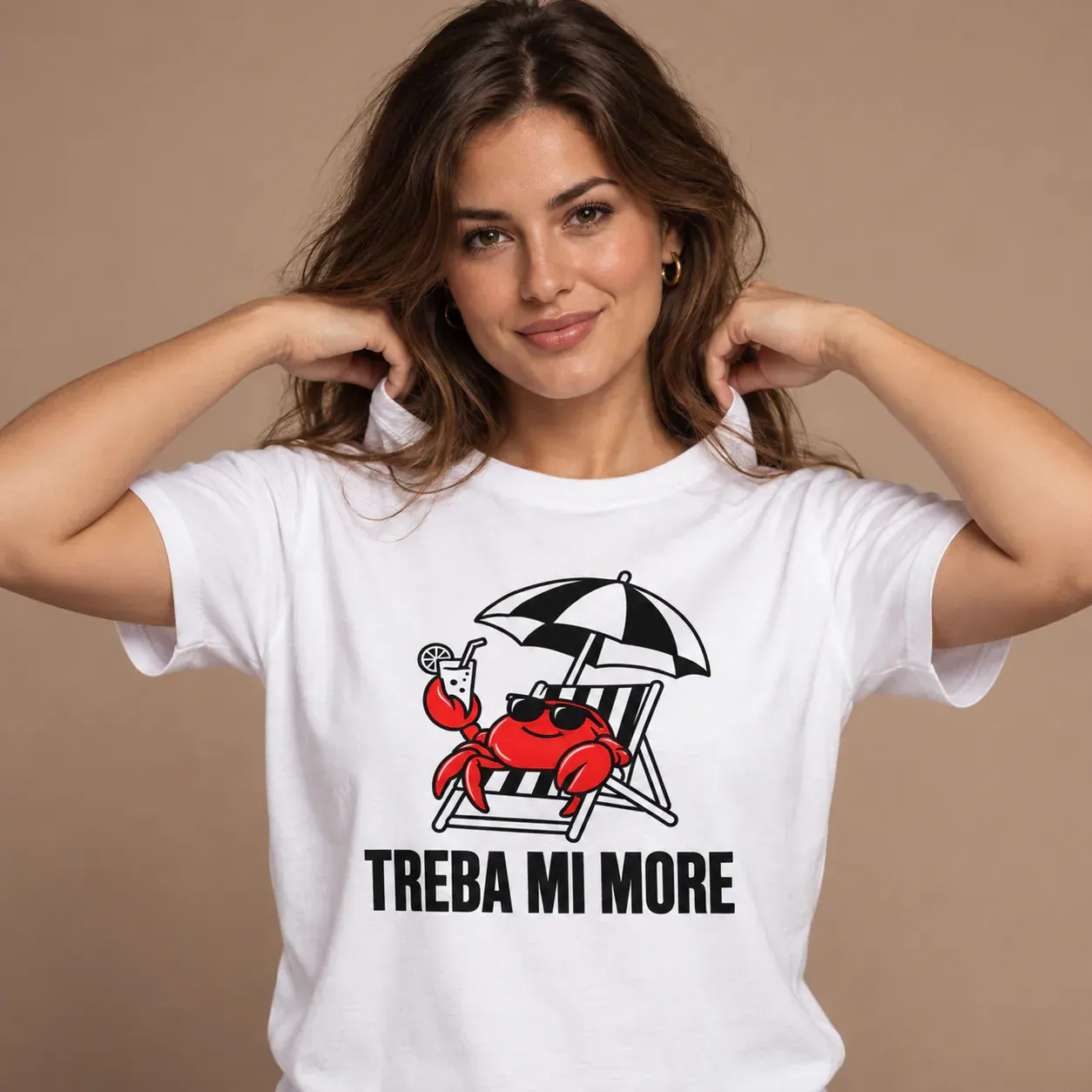 Treba mi more · Majica, bijela boja — hood up