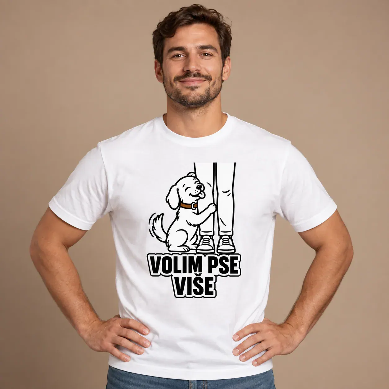 Volim pse više · Majica, bijela boja — hands hips